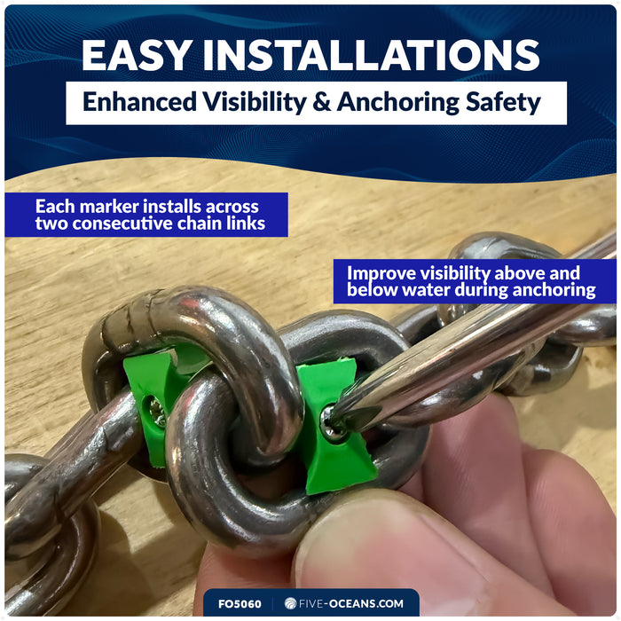 1/4" (7mm) HT G4 Anchor Windlass Chain Markers, 12-Pack, 6 Colors - FO5060 - Five Oceans