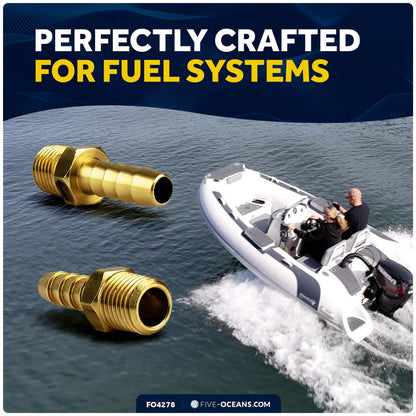 1/4" NPT Universal Fuel Tank Connector, 5/16" Barb Hose, Brass - FO4278 - Five Oceans