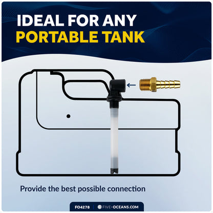 1/4" NPT Universal Fuel Tank Connector, 5/16" Barb Hose, Brass - FO4278 - Five Oceans