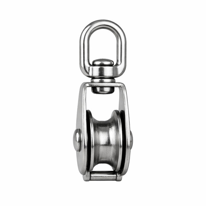 1/4" Rope x 1" Sheave Swivel Eye Block, Stainless Steel - FO2319 - Five Oceans