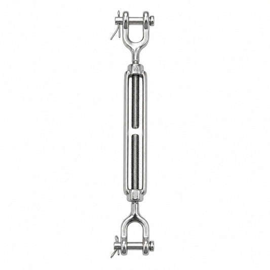 1/4" x 4" (M6 x 102 mm) Jaw & Jaw Turnbuckle, Open Body, 316 Stainless Steel
