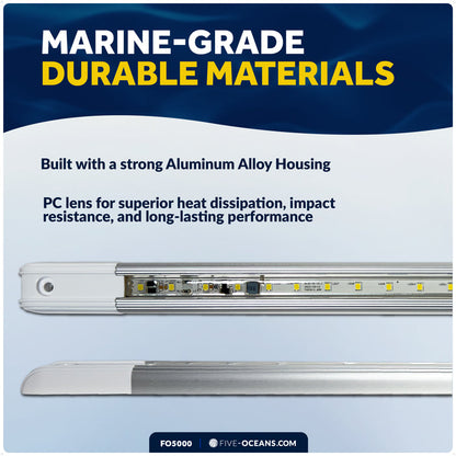 15" LED Strip Light, 9W Natural White, Aluminum Housing, 12V-30V - FO5000 - Five Oceans