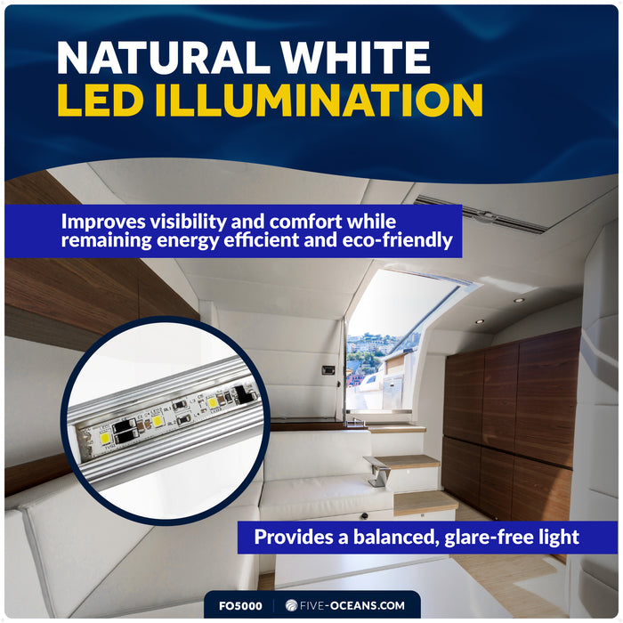 15" LED Strip Light, 9W Natural White, Aluminum Housing, 12V-30V - FO5000 - Five Oceans