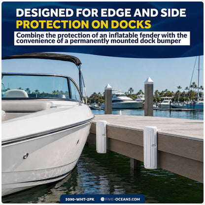 15.2" x 6" x 5.2" Inflatable Side Dock Bumpers, Marine-Grade PVC - White, 2-Pack