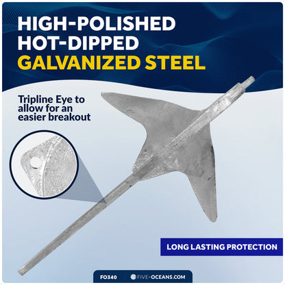 16.5 Lb. Bruce Claw Anchor, Galvanized Steel – FO340 - Five Oceans