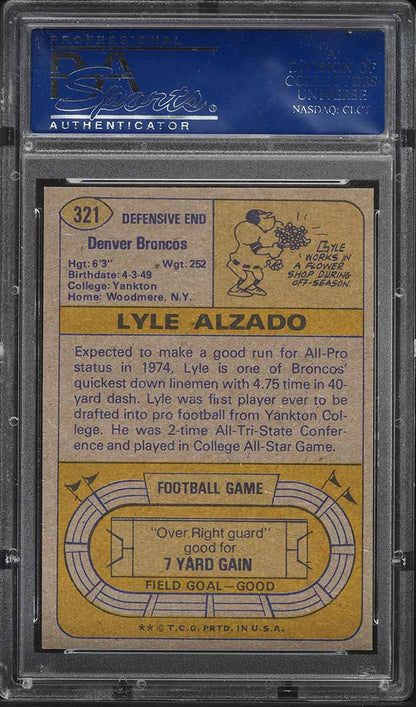 1974 Topps FB Card #321 Lyle Alzado Denver Broncos PSA 8 NM-MT (MGD2)