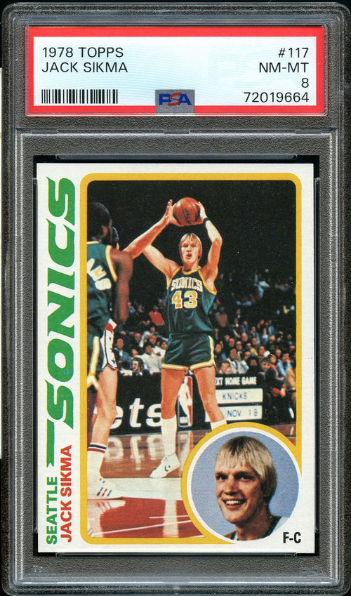 1978 Topps BkB Card #117 Jack Sikma Seattle Supersonics HOF ROOKIE RC PSA 8 NM-MT (MGD2)