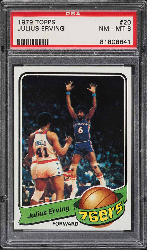 1979 Topps BkB Card # 20 Julius Erving Philadelphia 76ers HOF PSA NM-MT 8 (MGD2)