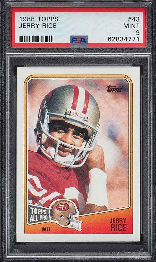 1988 Topps FB Card # 43 Jerry Rice San Francisco 49ers HOF PSA 9 MINT (MGD2)