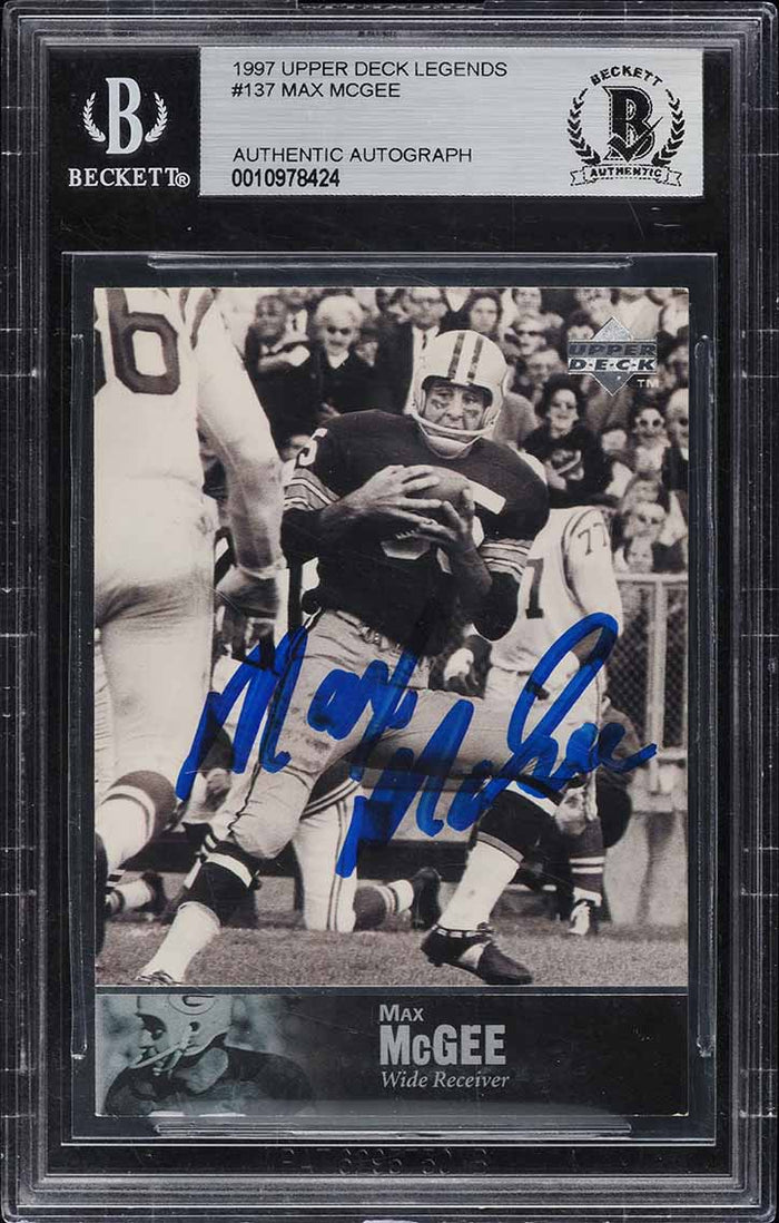 1997 Upper Deck Legends FB Card #137 Max McGee Packers HOF AUTOGRAPH BGS AUTH (MGD2)