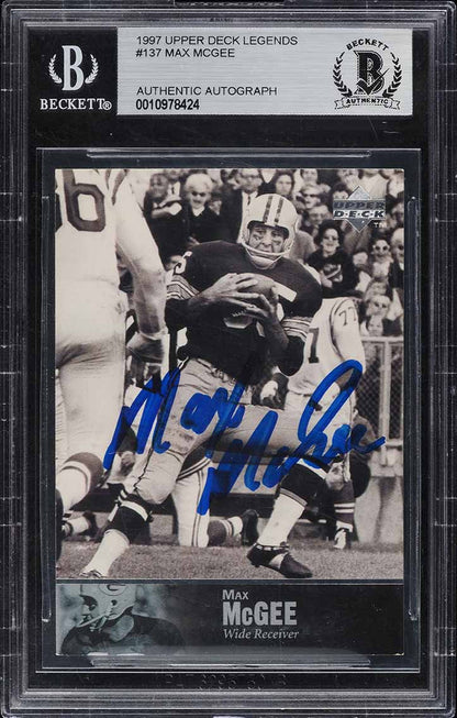 1997 Upper Deck Legends FB Card #137 Max McGee Packers HOF AUTOGRAPH BGS AUTH (MGD2)