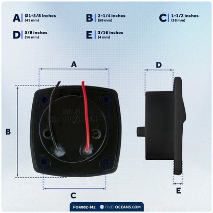 2-1/4" Square LED Recessed Courtesy / Companionway Light, Black Housing, Blue, 12V, 2-Pack - FO4002-M2 - Five Oceans