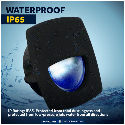 2-1/4" Square LED Recessed Courtesy / Companionway Light, Black Housing, Blue, 12V, 3-Pack - FO4002-M3 - Five Oceans
