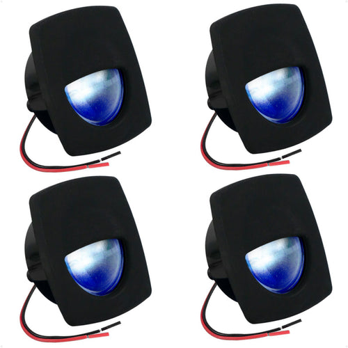 2-1/4" Square LED Recessed Courtesy / Companionway Light, Black Housing, Blue, 12V, 4-Pack - FO4002-M4 - Five Oceans