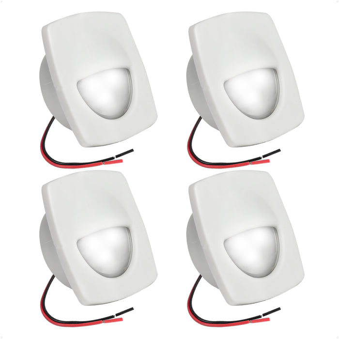 2-1/4" Square LED Recessed Courtesy / Companionway Light, White Housing, Cool White, 12V, 4-Pack - FO2642-M4 - Five Oceans