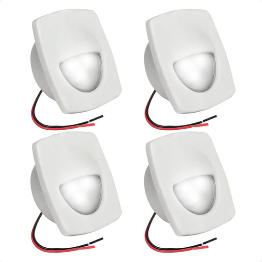 2-1/4" Square LED Recessed Courtesy / Companionway Light, White Housing, Cool White, 12V, 4-Pack - FO2642-M4 - Five Oceans