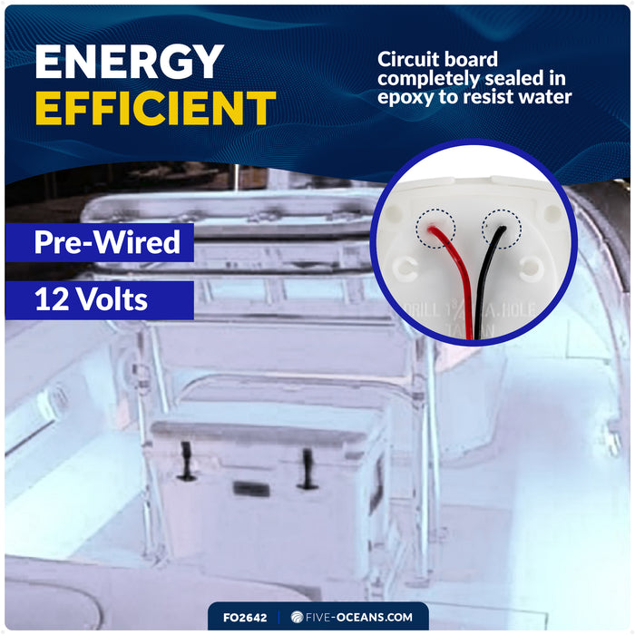 2-1/4" Square LED Recessed Courtesy / Companionway Light, White Housing, Cool White, 12V - FO2642 - Five Oceans