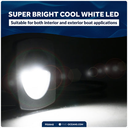 2-1/4" Square LED Recessed Courtesy / Companionway Light, White Housing, Cool White, 12V - FO2642 - Five Oceans