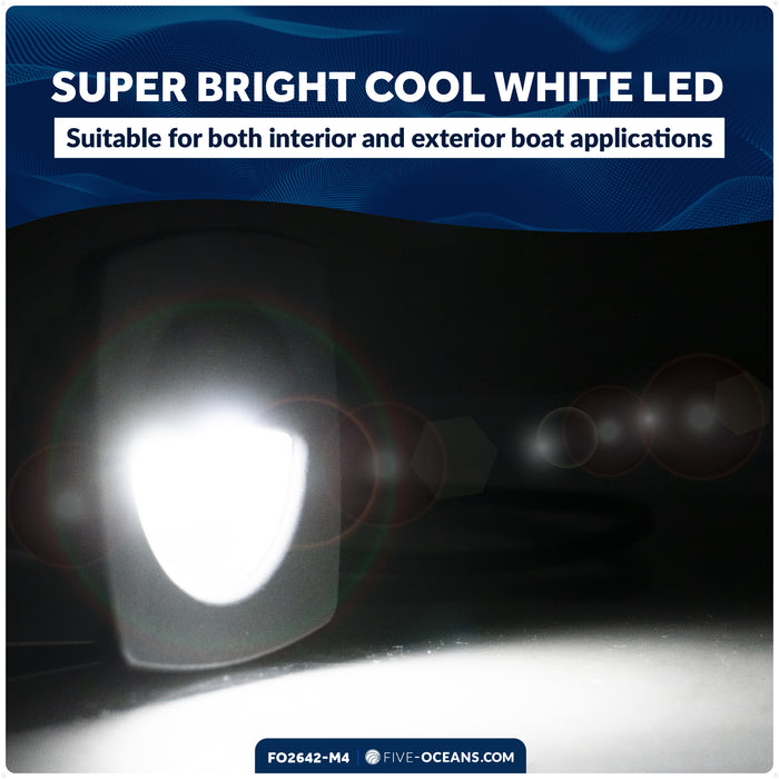 2-1/4" Square LED Recessed Courtesy / Companionway Light, White Housing, Cool White, 12V, 4-Pack - FO2642-M4 - Five Oceans