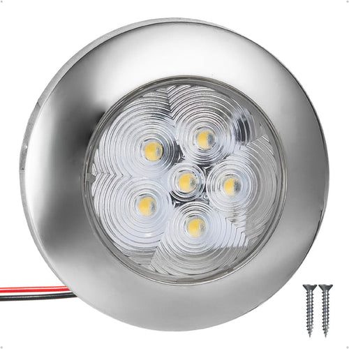 2-3/4" Surface-Mount LED Slim Dome / Ceiling Light, Daylight White, Stainless Steel Housing, 12V - FO4878 - Five Oceans