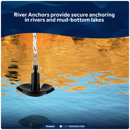 20 Lb. River Anchor, Black, Vinyl Coated - FO4633 - Five Oceans