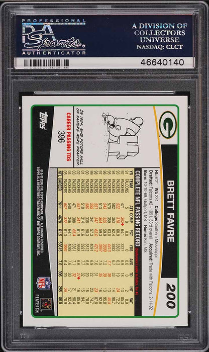 2006 Topps FB Card #200 Brett Favre Green Bay Packers HOF PSA 10 GEM MINT (MGD2)