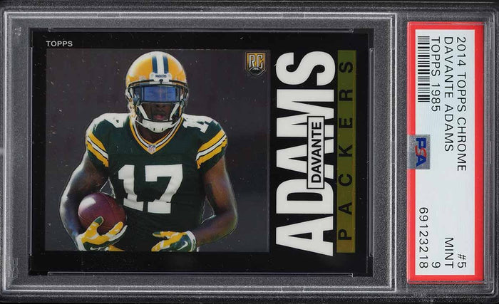 2014 Topps Chrome FB 1985 RETRO Card # 5 Davante Adams ROOKIE RC PSA MINT 9 (MGD2)