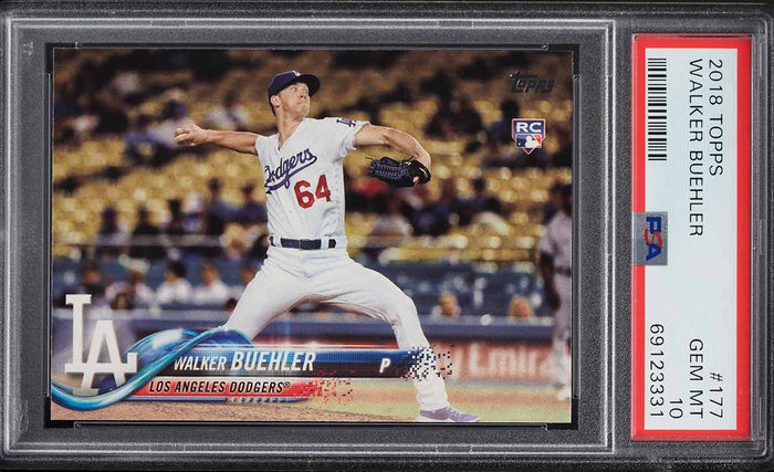 2018 Topps BB Card #177 Walker Buehler LA Dodgers ROOKIE RC PSA 10 GEM MINT (MGD2)