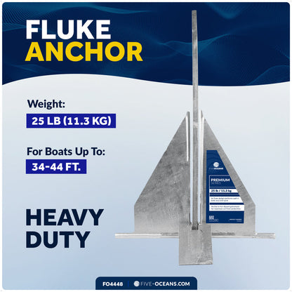 25 Lb. Fluke Anchor, Galvanized Steel - FO4448 - Five Oceans