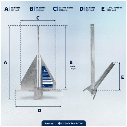 25 Lb. Fluke Anchor, Galvanized Steel - FO4448 - Five Oceans