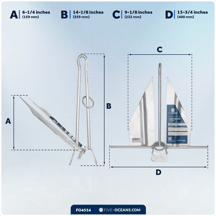 3 lb Slip-Ring Fluke Anchor - Hot-Dipped Galvanized Steel
