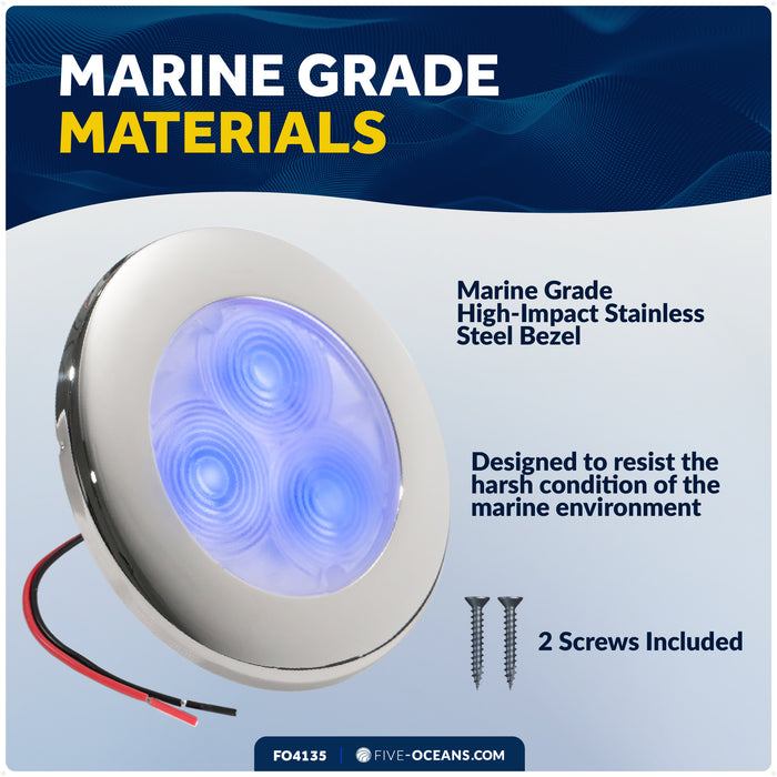3" LED Recessed Courtesy / Cockpit Ceiling Light, Blue - FO4135 - Five Oceans