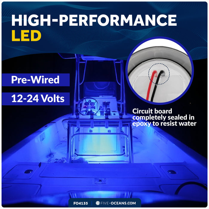 3" LED Recessed Courtesy / Cockpit Ceiling Light, Blue - FO4135 - Five Oceans