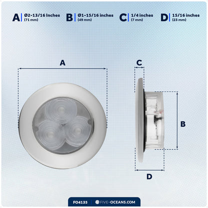 3" LED Recessed Courtesy / Cockpit Ceiling Light, Blue - FO4135 - Five Oceans