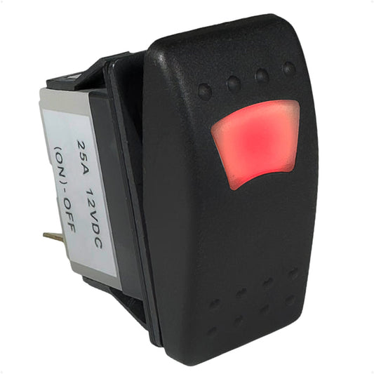 3-Pin (On)-Off Momentary LED Rocker Switch, SPST, 25A/12V DC - 15A/24V DC - FO3016 - Five Oceans