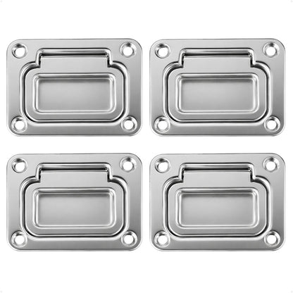 3" x 2-1/4" Flush Hatch Ring Pull, Stainless Steel, 4-Pack