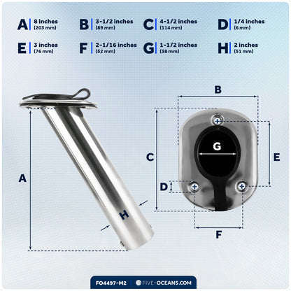 30-Degree Rod Holder, Flush Mount, Stainless Steel, 2-Pack – FO4497-M2 - Five Oceans