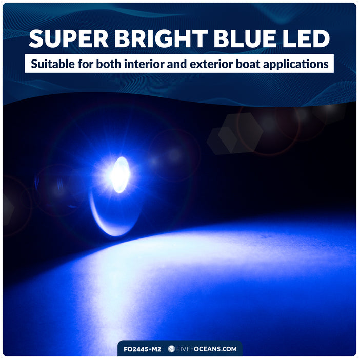 3/4" Round LED Snap-In Mount Courtesy / Mini Accent Light, Blue, 12V, 2-Pack - FO2445-M2 - Five Oceans