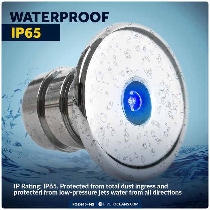 3/4" Round LED Snap-In Mount Courtesy / Mini Accent Light, Blue, 12V, 2-Pack - FO2445-M2 - Five Oceans