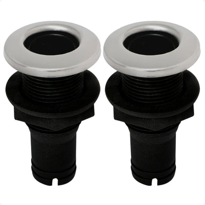 3/4" Thru-Hull Fitting, Black Nylon & Stainless Steel Head, 2-Pack – FO2995-M2 - Five Oceans