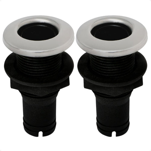 3/4" Thru-Hull Fitting, Black Nylon & Stainless Steel Head, 2-Pack – FO2995-M2 - Five Oceans