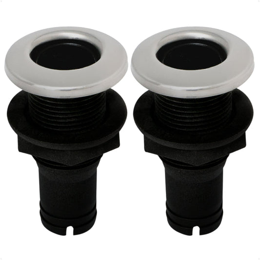 3/4" Thru-Hull Fitting, Black Nylon & Stainless Steel Head, 2-Pack – FO2995-M2 - Five Oceans