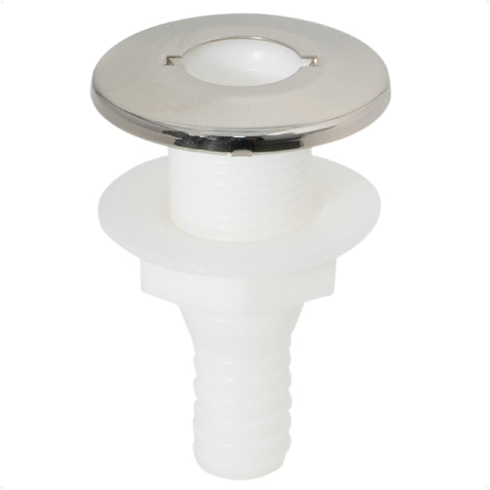 3/4" Thru-Hull Fitting, White Nylon & Stainless Steel Head – FO2558 - Five Oceans