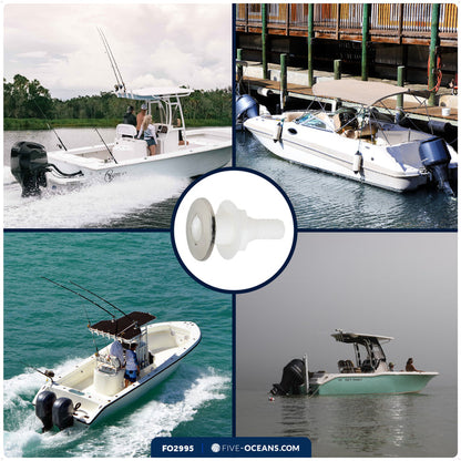 3/4" Thru-Hull Fitting, White Nylon & Stainless Steel Head – FO2558 - Five Oceans