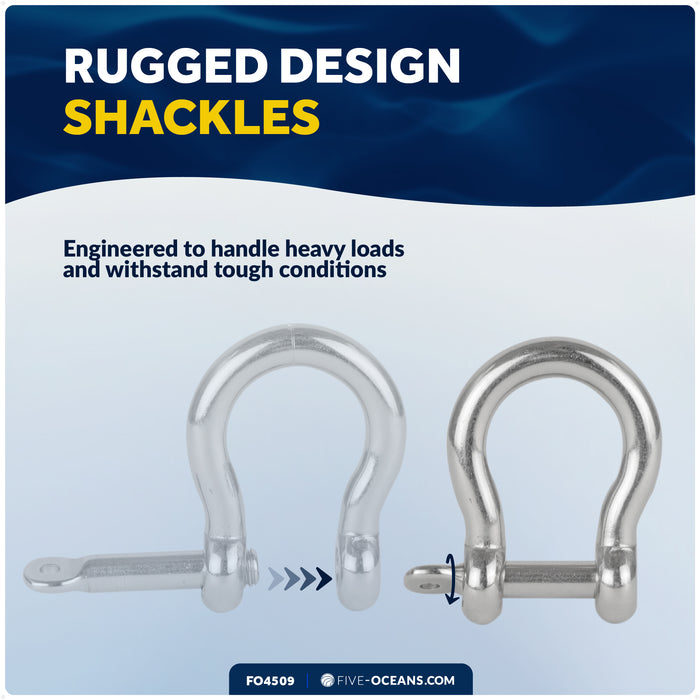 3/8" Captive Screw Pin Bow Anchor Shackle, AISI316 Stainless Steel
