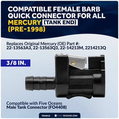 3/8" Fuel Connector for Mercury Outboard Motors & Tanks (Pre-1998) - FO4910 - Five Oceans