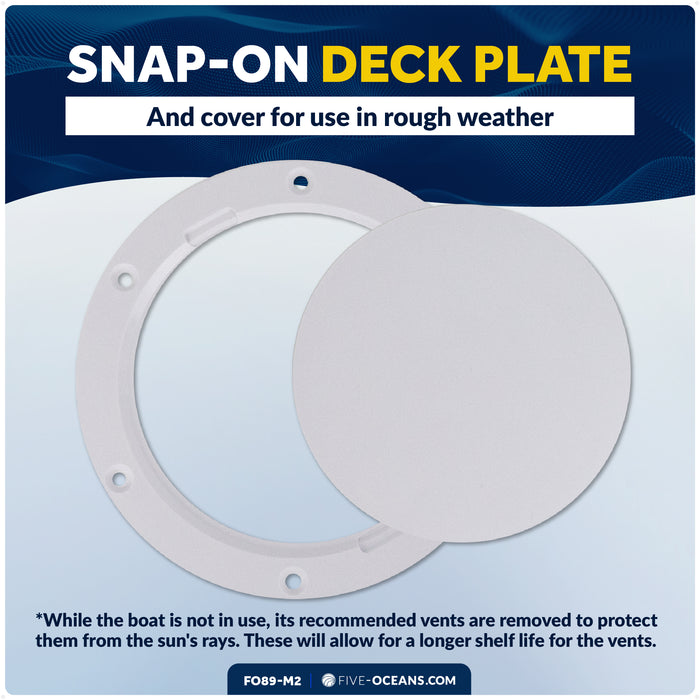 4" Cowl Vent with Snap-On Deck Plate & Cover, 2-Pack - FO89-M2 - Five Oceans