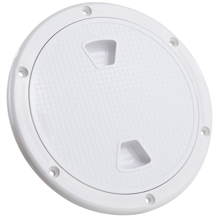 4" Deck Plate, Round Screw-in, Non-skid, White - FO4230 - Five Oceans