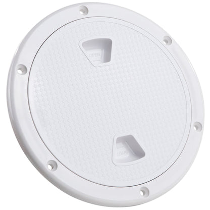 4" Deck Plate, Round Screw-in, Non-skid, White - FO4230 - Five Oceans