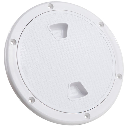 4" Deck Plate, Round Screw-in, Non-skid, White - FO4230 - Five Oceans